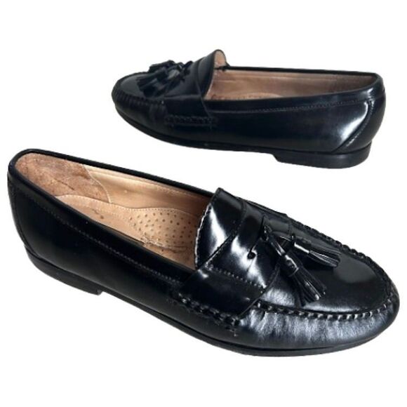 Cole Haan Loafers Mens Size 9.5 D Shoes Black Leather Tassels Nice! main image 6